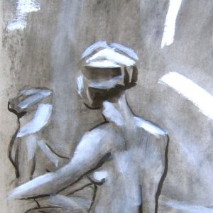 Nu encre et gouache sur crayon