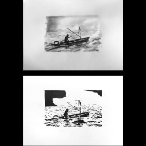 Pirogue sur la mer